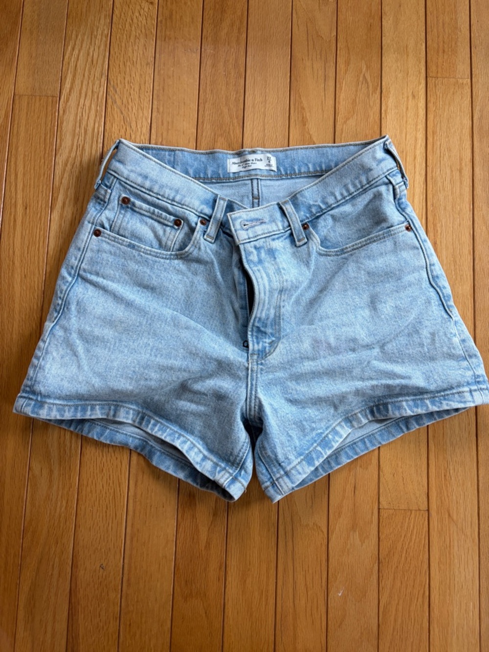 Abercrombie & Fitch Light Blue Denim High-Rise Shorts